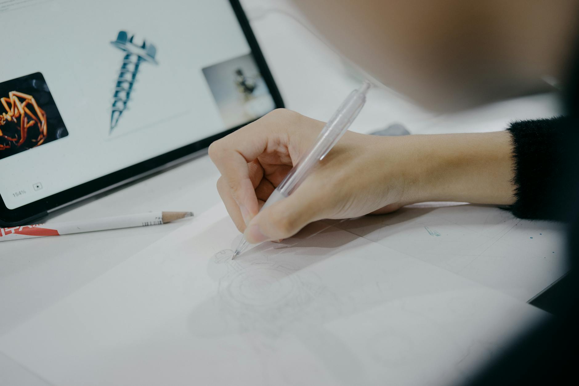 Papier, który ma znaczenie: gramatura, faktura i wybór do techniki Artysta szkicujący na tablecie w nowoczesnej pracowni w Tokio